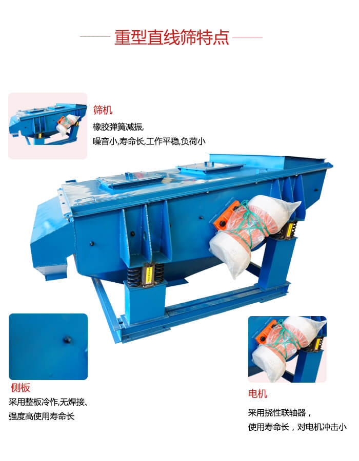 重型直線篩：篩機(jī)，側(cè)板，電機(jī)展示圖