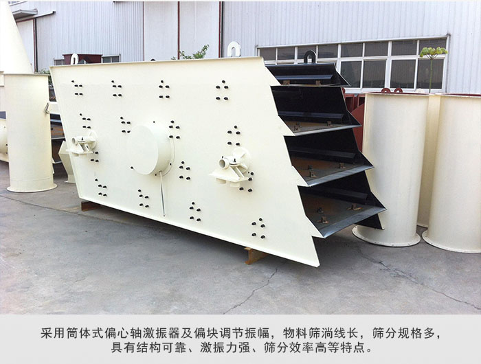 圓振動(dòng)篩 采用筒體式偏心軸激振器及偏心塊調(diào)節(jié)振幅。